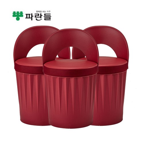 [파란들] 드럼체어 스툴의자 등받이형 3세트, 등받이형_레드, 3개