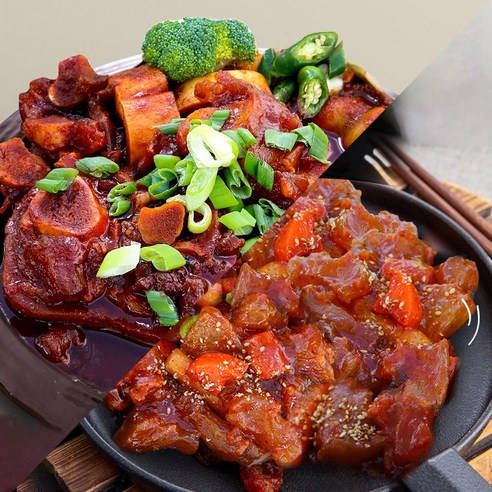 일품정한우 매콤한 한우 우족찜 밀키트650g + 매콤 양념스지 300g 패키지 구성, 1세트, 650g