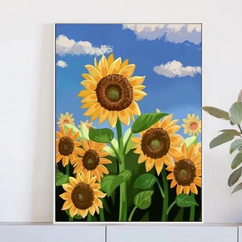 H.vely DIY페인팅 명화그리기 그림 유화 그리기 diy 40*50, 해바라기1