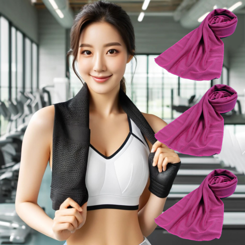 에이필미 시원한 아이스 쿨타올 가벼운 스포츠 수건, 파스텔 핑크, 3P