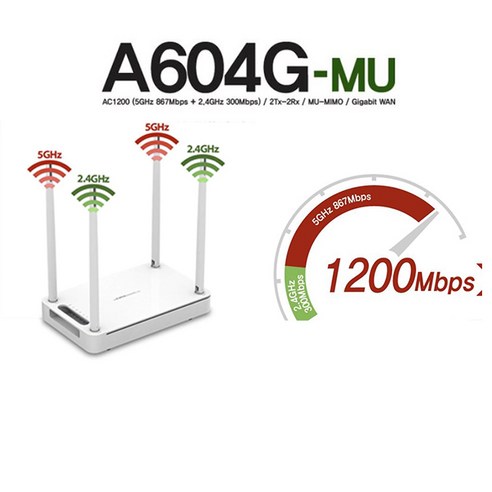 [당일배송] A604G-MU 기가비트 유무선공유기 5G Wifi 공유기 WIFI 최대 1200Mbps 지원 5기가 인터넷유무선공유기 Iptime 아이피타임