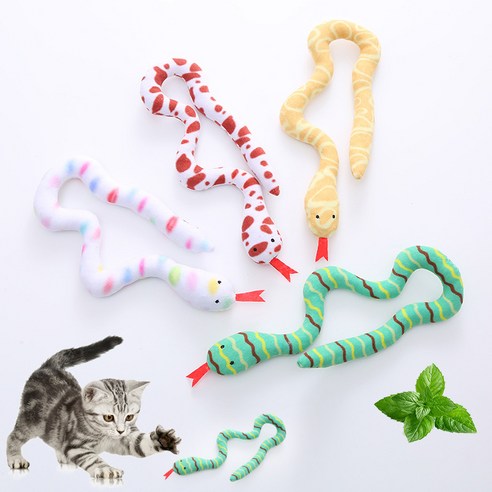 캣닢 장난감 뱀인형 고양이장난감, 1개, 옐로우
