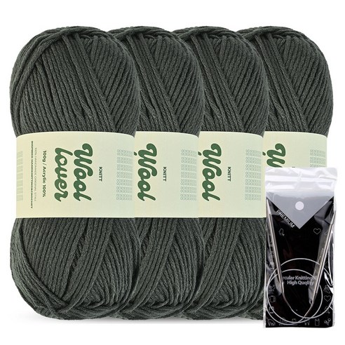 니뜨 울러버 뜨개실 100g, 11 다크그레이, 4개