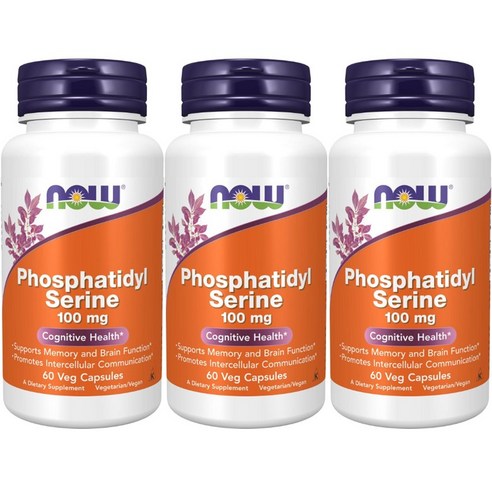 나우푸드 포스파티딜 세린 100mg 베지 캡슐 비건, 60정, 3개