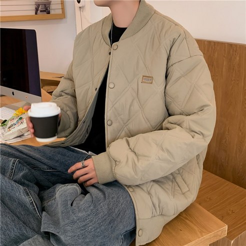 mxt가을과 겨울 마름모 야구 면화 패딩 코트 한국어 스타일 유행 스트리트 레트로 느슨한 캐주얼 두꺼운 따뜻한 코튼 패딩 옷