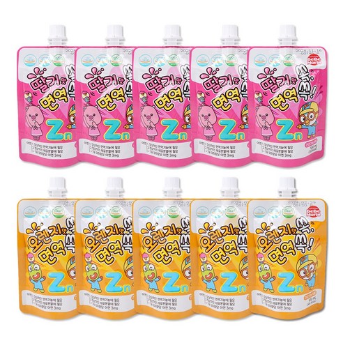 뽀로로 면역쏙 음료수 100ml, 딸기,오렌지, 10개