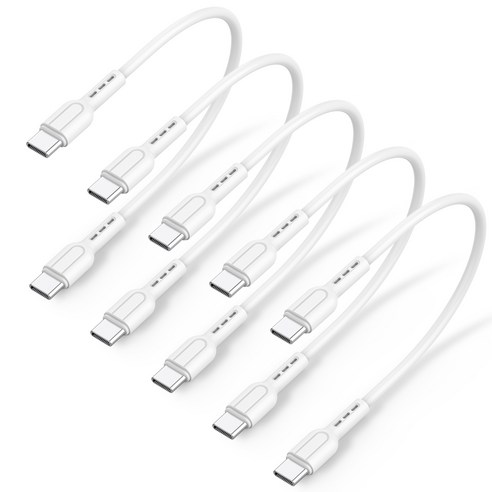 수피 PD 60W C타입 C TO C 고속충전 짧은 숏 케이블 S30, 5개, 화이트, 20cm