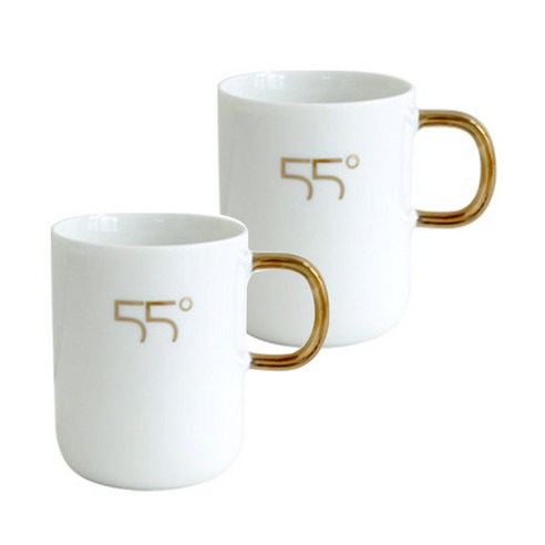 로얄 화이트 gold 손잡이 머그컵 350ml, 골드, 2개