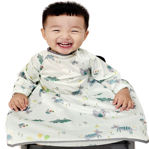 벨베이비 식탁일체형 방수 턱받이 긴팔 완전커버 라지, (리뉴얼)민트 애니멀
