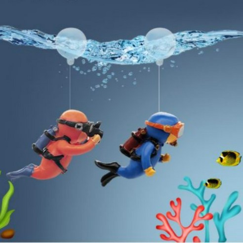 픽스업 가정용 수족관 어항장식 꾸미기 잠수부 피규어 인형 용품, 수영하는 잠수부 (타입A-블루), 1개