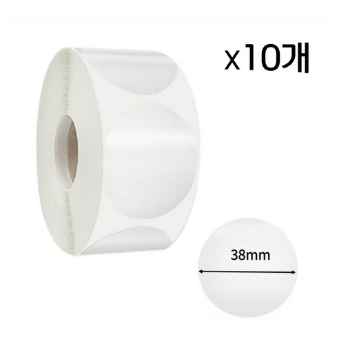 빅쓰리몰 원형 라벨 방수 봉인 포장용 실링 롤 스티커, 10개, 투명 원형 스티커 38mm 500p
