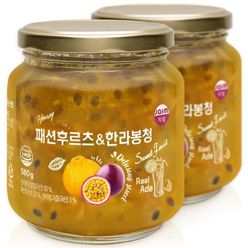 자임 패션후르츠 한라봉청, 580g, 2병