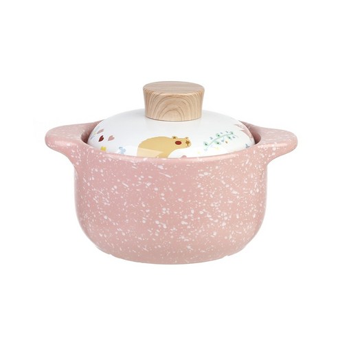 핑크 무균열 도자기 뚝배기, 1개, 소, 14cm