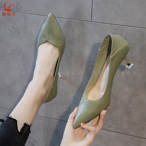 셀럽당 여성 신발 부드러운 가죽 덧신 단화 봄가을 입가심 소녀 하이힐