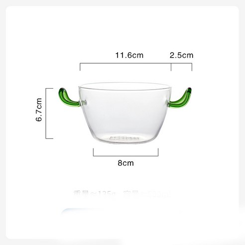 북유럽 이중 귀 그릇 유리 높은 붕 규산염 내열성 샐러드 가정용 창의력, Roundbellybowl