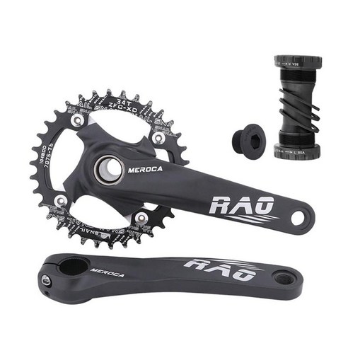 산악 자전거 크랭크 알루미늄 합금 MTB 크랭크 암 170mm 104 BCD 하단 브래킷 키트 및 체인 링 포함 8/9/10/11/12 속도, 검은 축 34t., 170mm.