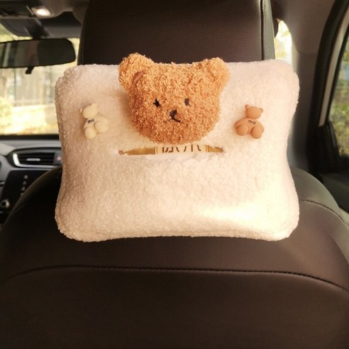 자동차 티슈 박스 교수형, 봉제 갈색 곰 머리