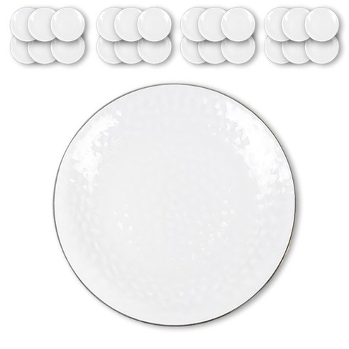 생활의차이 BPA-FREE 해머드 실버림 플라스틱 접시 플레이트 23cm, 24개입