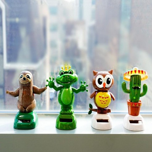 태양열 충전 움직이는 인형 대시보드 자동차용 흔들인형 선인장 모양으로 꾸미기(Set 1) 태양열인형
