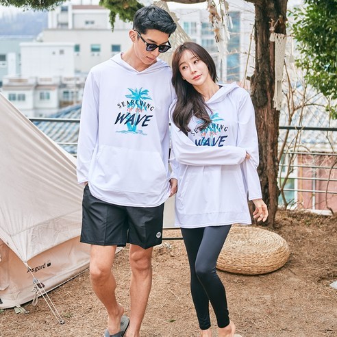나야스타일 골드코스트 오버핏 후드 커플 래쉬가드 상의