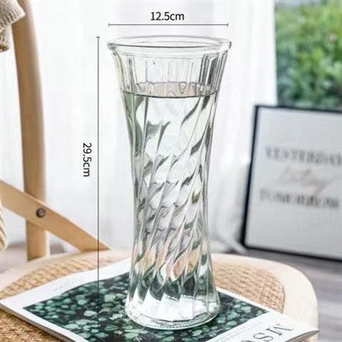 DFMEI 꽃병. 화병.Vase.-- 꽃병 스페셜 라지 사이즈 유리 꽃병 투명수 양수 죽수입니다배화병 거실 꽃꽂이 장식물입니다, DFMEI.30 크리스탈 라운드 입 [능직 스타일] 1