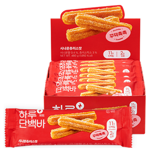 프로틴방앗간 하루단백질바 제트 시나몬츄러스맛, 40g, 12개