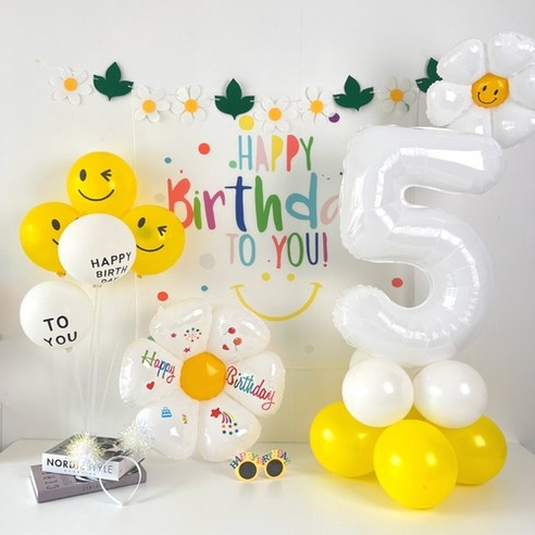 하피블리 숫자 생일가랜드 머리띠 안경 세트, 생일 가랜드(5번)