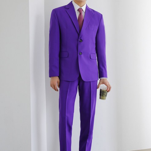 남성용 월드 플라워 비비드 컬러 수트와 트로트 캐주얼 스판 정장 바지 및 슬랙스 지고트정장세트