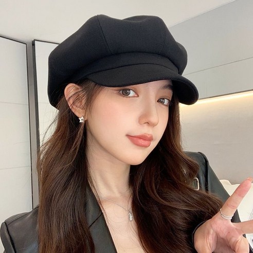 모모조조 여성용 소형 얼굴 효과 팔각 모자 프라다버킷햇