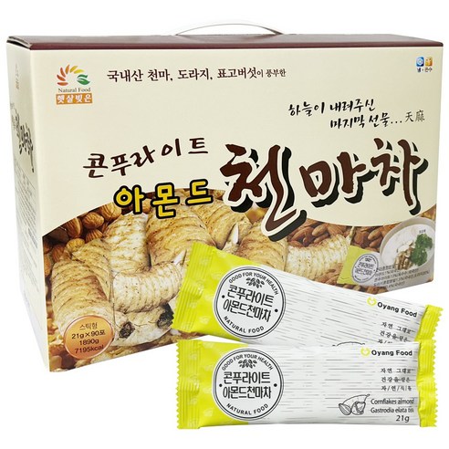 오양식품 콘푸라이트 아몬드 천마차 스틱형 선물세트 대용량 선식, 90개