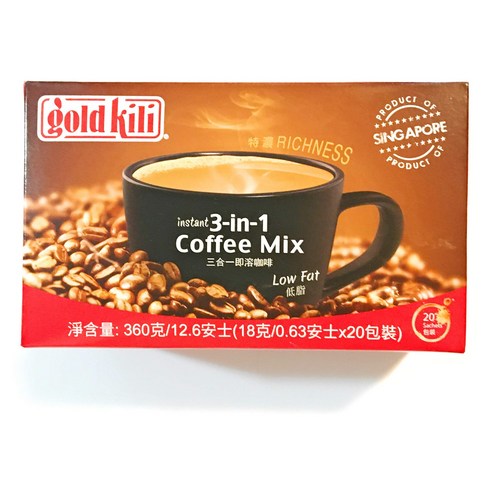 골드 킬리 3 In 1 커피 믹스(0.63Oz x 20s) Gold Kili 3 In 1 Coffee Mix (0.63 Oz x 20s), 1개 인터네셔널골드피아 Best Top5