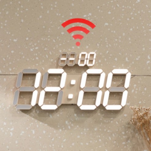 플라이토 와이파이 인테리어 3D LED 벽시계 38cm, 와이파이 날짜 데이즈 크림