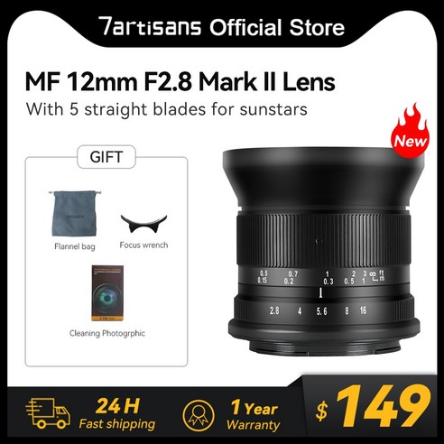 카메라렌즈 7artisans 12mm F2.8 Mark II APS-C 슈퍼 초광각 렌즈 E Fuji XF EOS-M RF Z M43, 01 Black_06 소니 E-마운트 (FE)