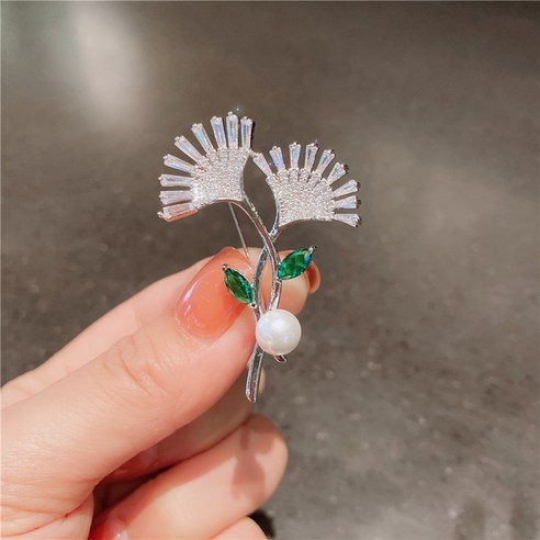 일본어 작은 브로치 단추 귀엽다 지르콘 은행잎 진주 라지 클립 미니어처 양복 액세서리
