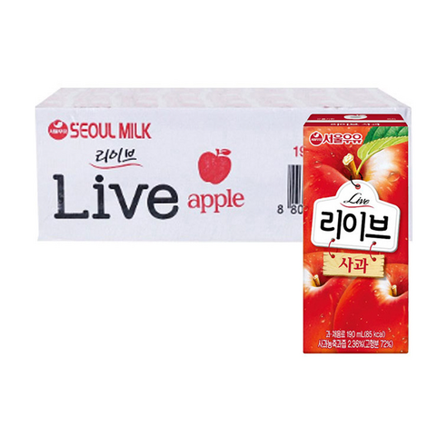 서울우유 리이브 사과 주스, 190ml, 264개