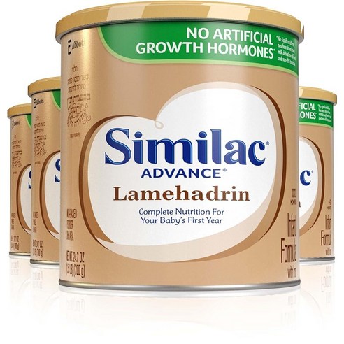 씨밀락 Similac Lamehadrin Badatz 인증 어드밴스 유아용 분유 철분 포함 700.2g(25.4온스) (4팩) 코셔 아기 분유 파우더, 단일상품