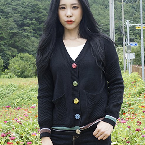 도앙뜨 알록달록 단추 니트 가디건
