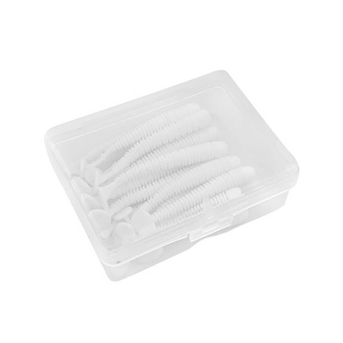 mc T 테일 소프트 루어 5cm 0.7g+플라스틱 박스, 도자기 화이트, 20개/팩, 5팩