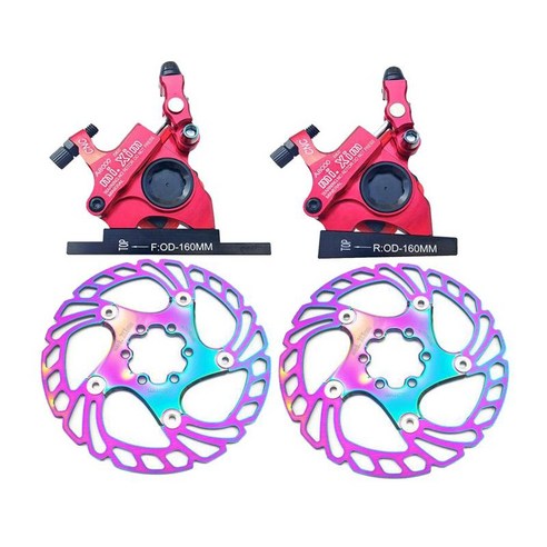 자전거 유압 디스크 브레이크 전면 후면 캘리퍼스 160mm 디스크 및 장착 볼트 사이클링 도로 접는 자전거 유압, {"색상":"레드 다채로운 디스크"}, {"수건소재":"합금"}
