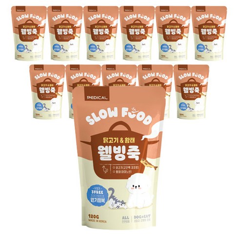 웰빙죽_닭고기&황태120g 12개입 면역력향상 강아지영양죽 고양이간식 원기회복, 닭고기 & 황태, 120g