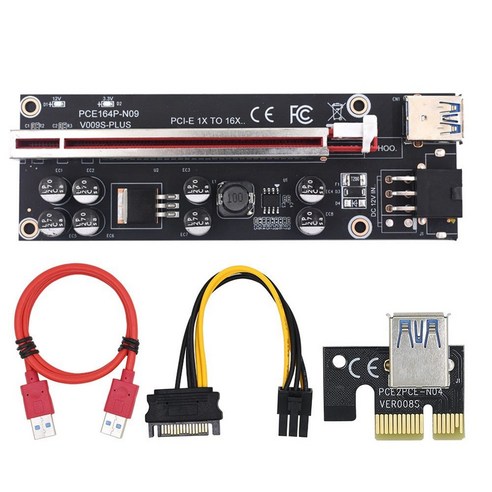 Retemporel Pci-E 라이저 카드 Pci Express 1X-16X USB 3.0 케이블 Sata-그래픽 마이닝 용 6Pin 커넥터 (2 팩), 1개