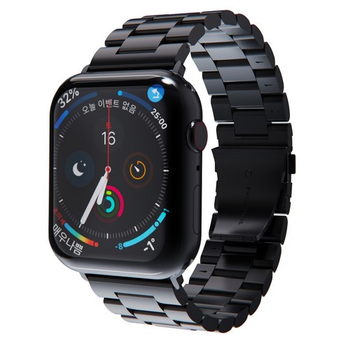 미아크 애플워치 호환 메탈 스트랩 밴드, 블랙, 42mm/44mm