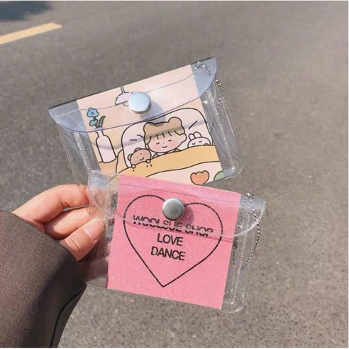무료배송!! 마트정 클리어 블링 투명 동전지갑 파우치 4p세트 카드지갑 학생증지갑 투명파우치