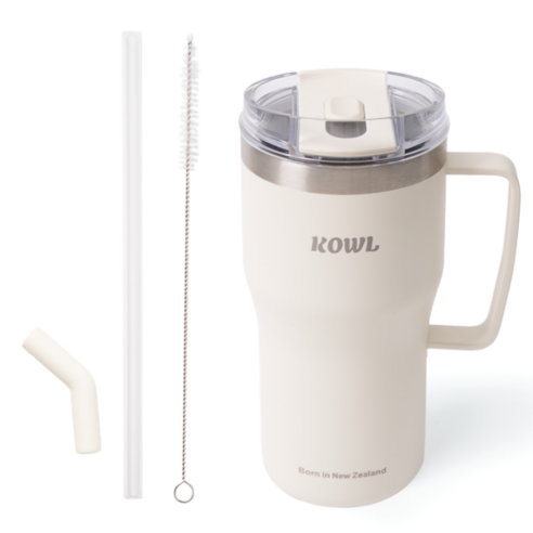 코울 빨대 손잡이 스텐머그컵 벤티 텀블러, 아이보리, 1개, 590ml