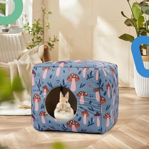 강아지 고향이 숨숨집 소형 반려동물 펫 소프트 쿠션하우스, 1개, 버섯집사각 블루