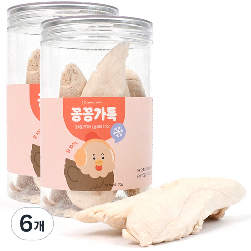 제로랩스 반려동물 꽁꽁가득 동결건조 간식 닭 가슴살 통살, 6개