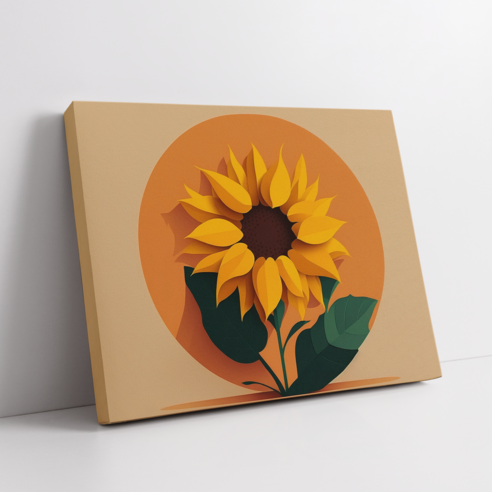 아트앤코 인테리어 캔버스 액자 50x40cm, 차분한 해바라기 플랫