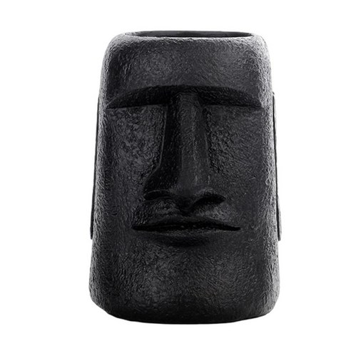 1PC 고대 부활절 섬 동상 복고풍 스타일 모 머리 조각 거실 장식품, 수지, 블랙 H.