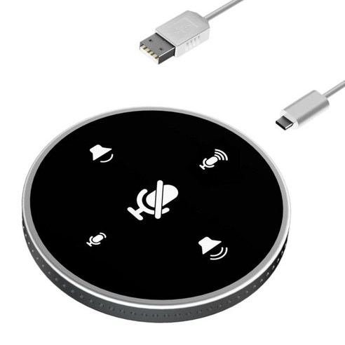 USB 회의 마이크 온라인 회의 클래스 채팅 플러그 앤 플레이를위한 음소거 버튼이있는 360 ° 전방향 PC 컴퓨터, 808, 하얀, 금속
