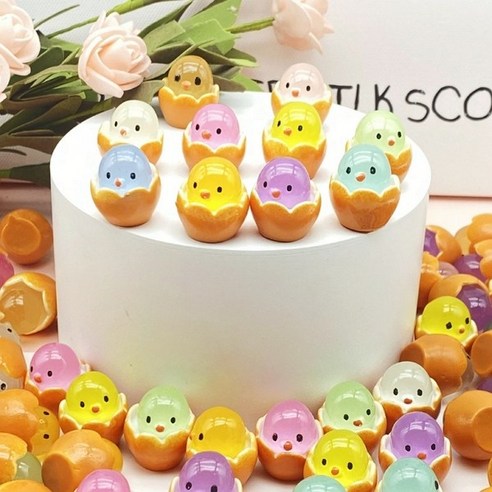 야광 병아리 테라리움 피규어 수족관 화분 꾸미기 미니어처 이끼장식 비바리움 식물 원예활동 소품 diy 정원 알에서 깬 수조 070360RM, 2세트